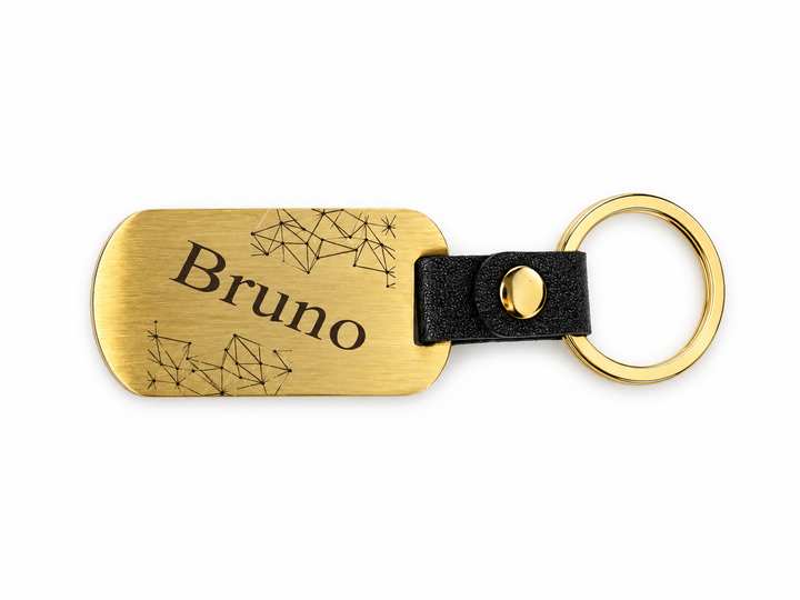 Custom Name Gold Dog Tag Keychain