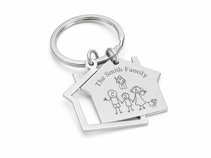 Personalised Double House Keychain