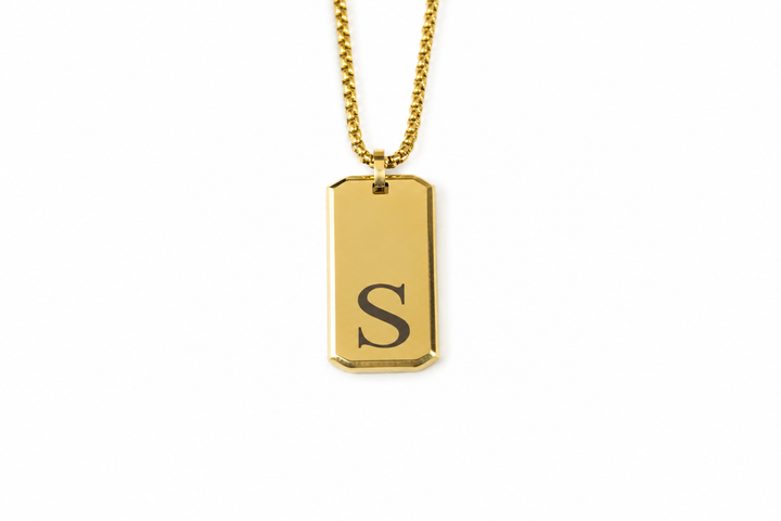 Gold Letter Pendant Engraved Necklace