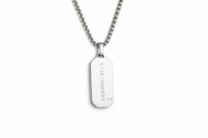 Roman Numerals Black Onyx Necklace
