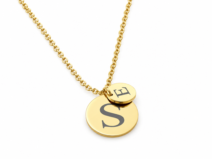 Personalized Gold Double Circle Initial Necklace