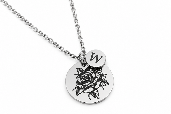 Birth Flower Initial Necklace