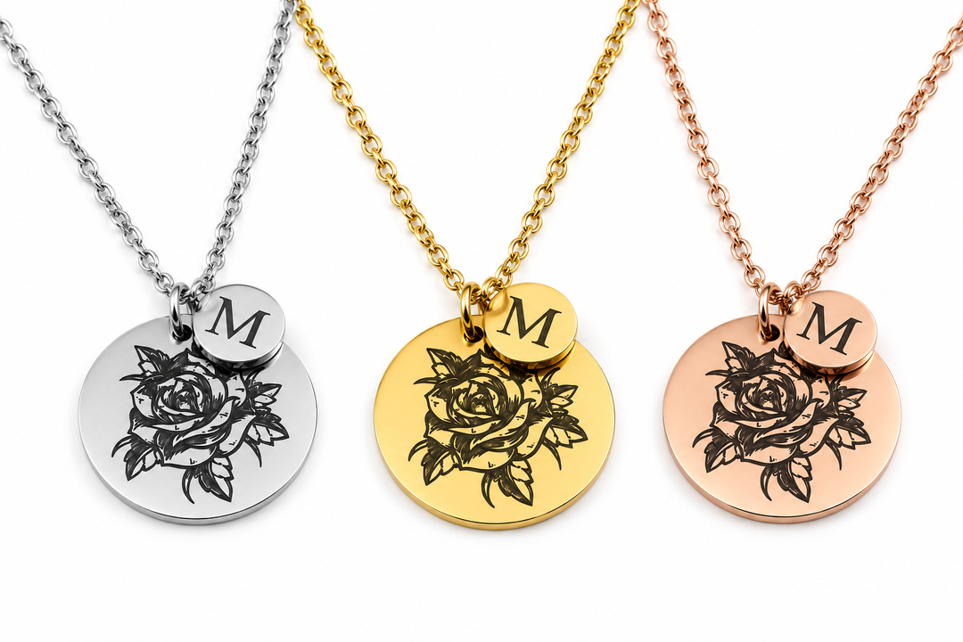 Birth Flower Initial Necklace