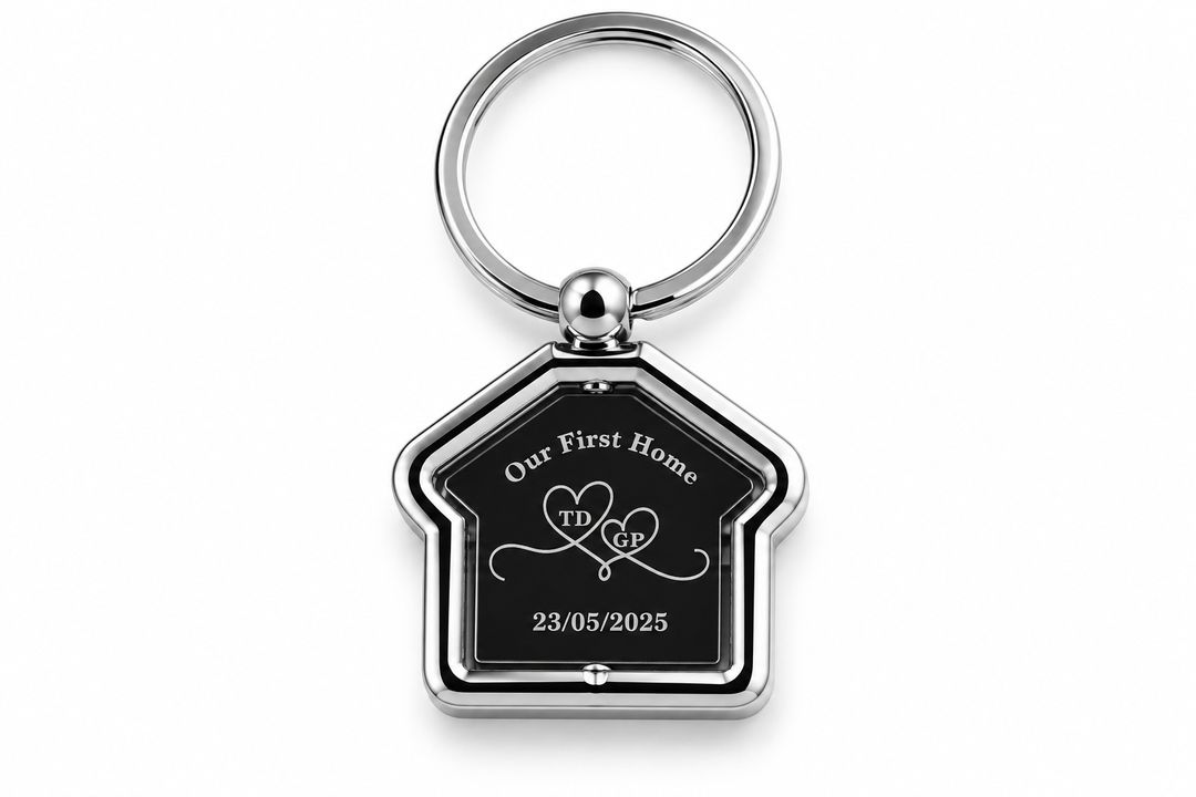 Personalised Couples Keychain, Rotating House