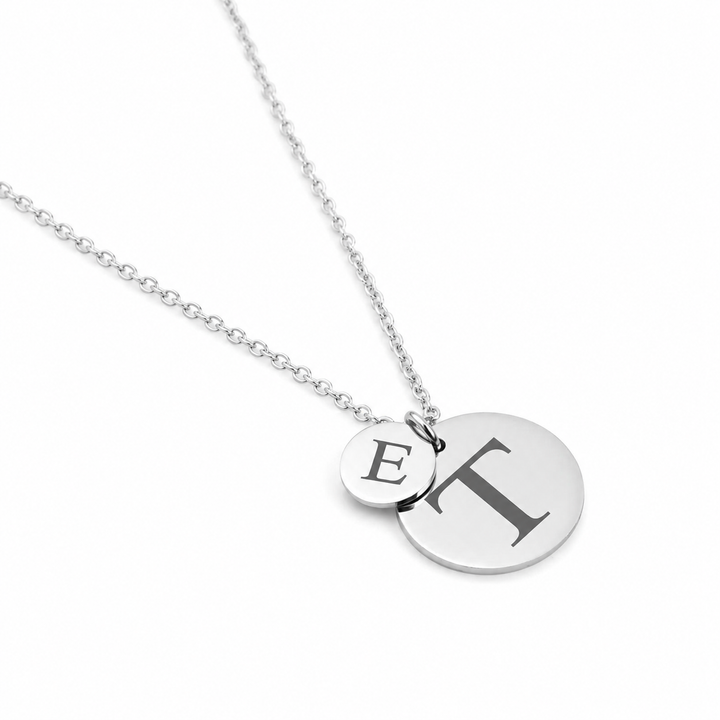 Engraved Initial Double Circle Necklace