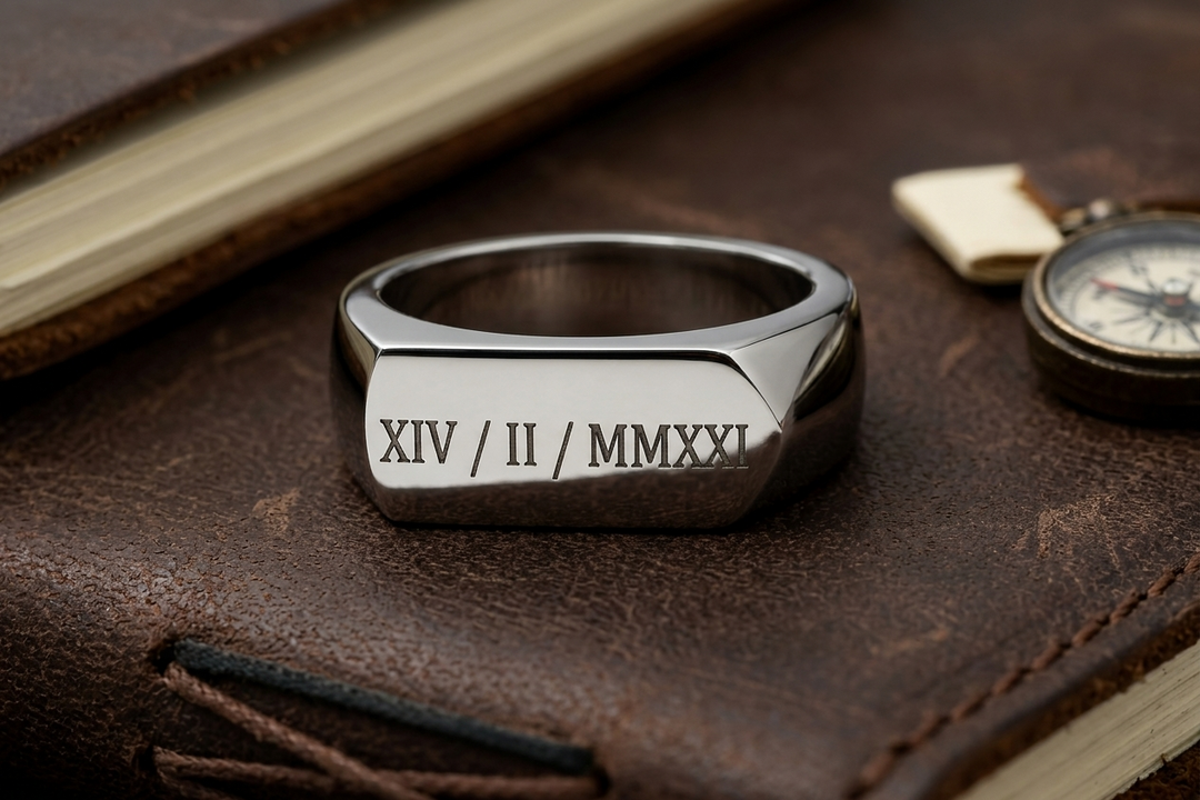 Roman Numerals Signet Ring
