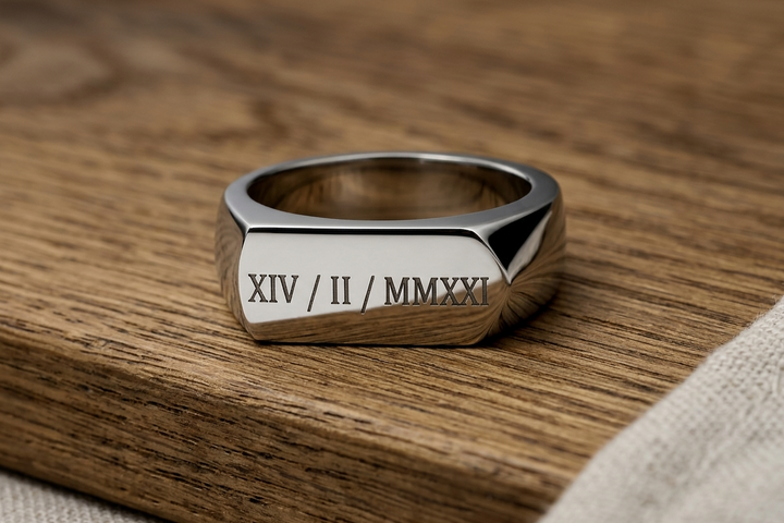 Roman Numerals Signet Ring