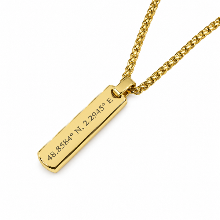 Gold Coordinates Bar Necklace
