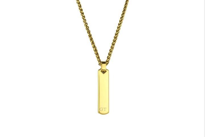 Minimalist Gold Bar Necklace, Personalised with Initials