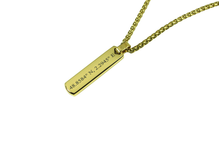 Gold Coordinates Bar Necklace