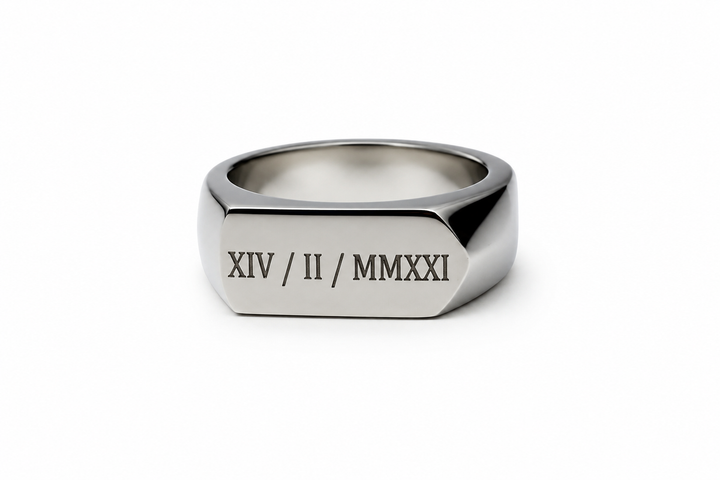 Roman Numerals Signet Ring