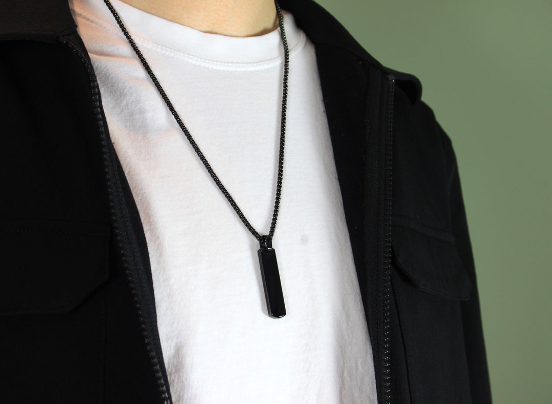 Black Bar Coordinates Necklace