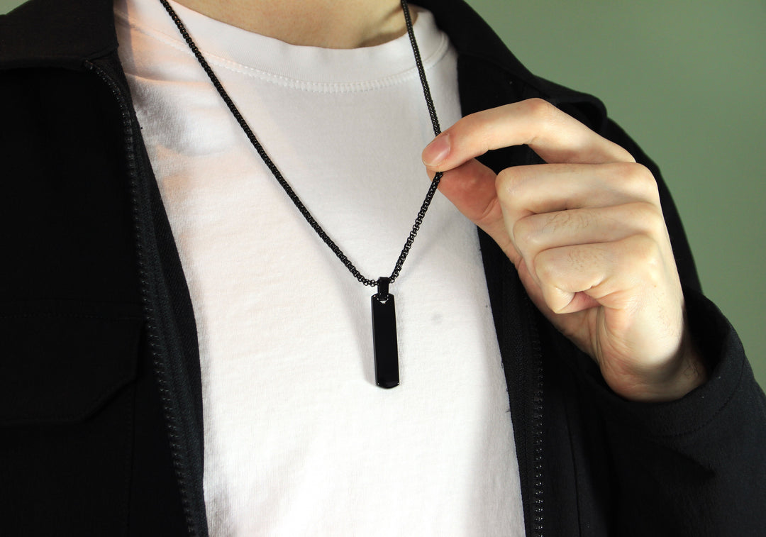 Black Bar Coordinates Necklace