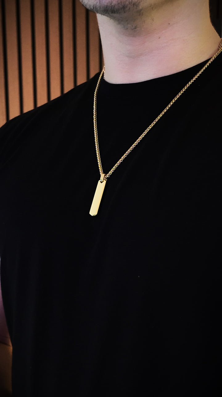 Gold Skull Pendant, Tattoo Style Rose Design