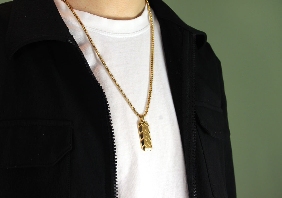 Gold Tyre Tread Necklace, Custom Quote
