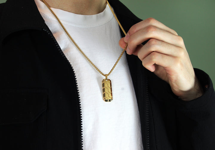 Custom Tyre Tread Pendant Necklace with Initials