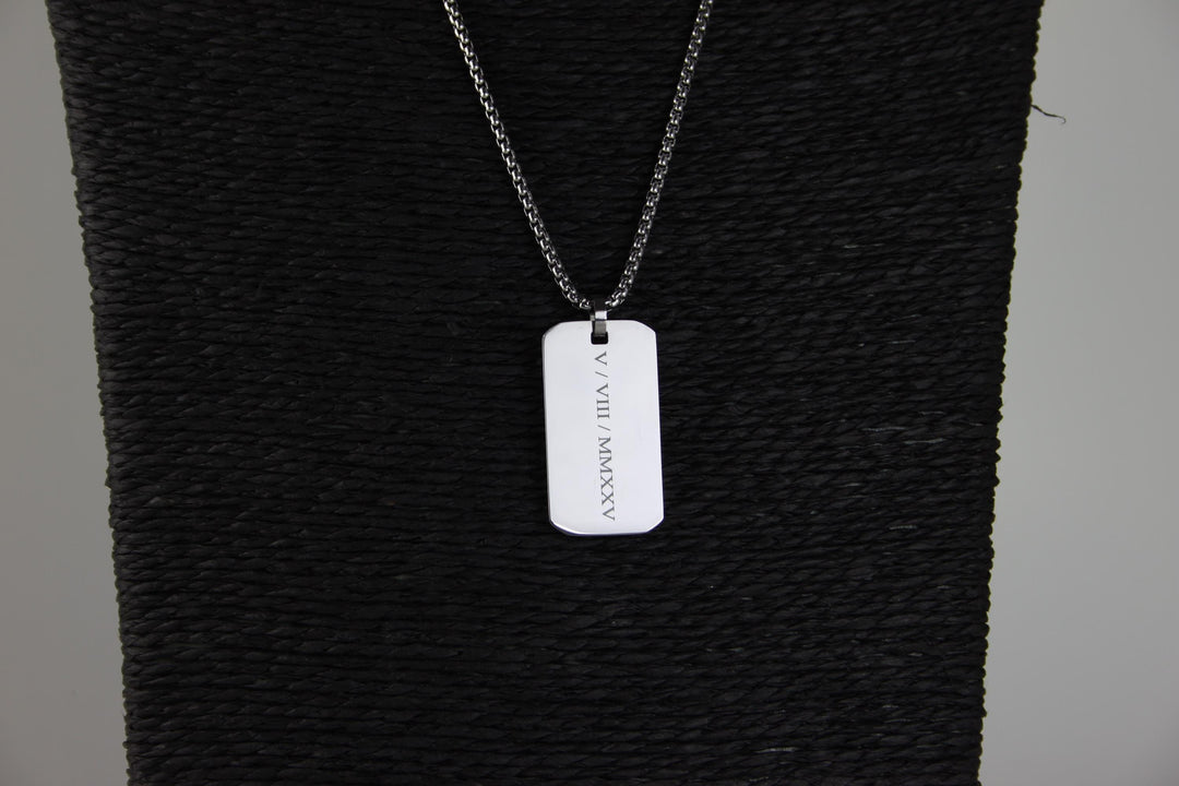 Roman Numerals Rectangle Necklace