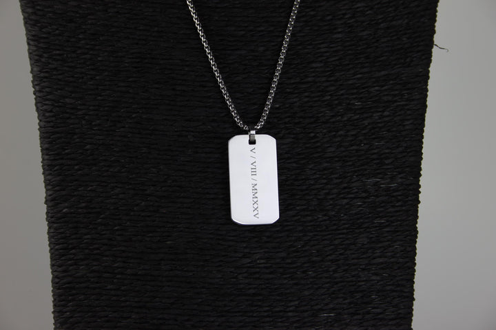 Roman Numerals Rectangle Necklace
