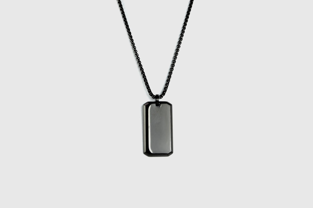 Black Personalised Rectangle Necklace With Initials