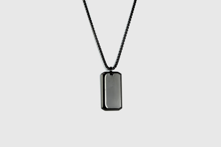 Black Personalised Rectangle Necklace With Initials