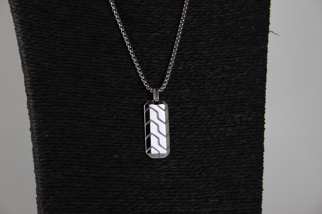 Custom Tyre Tread Pendant Necklace with Initials