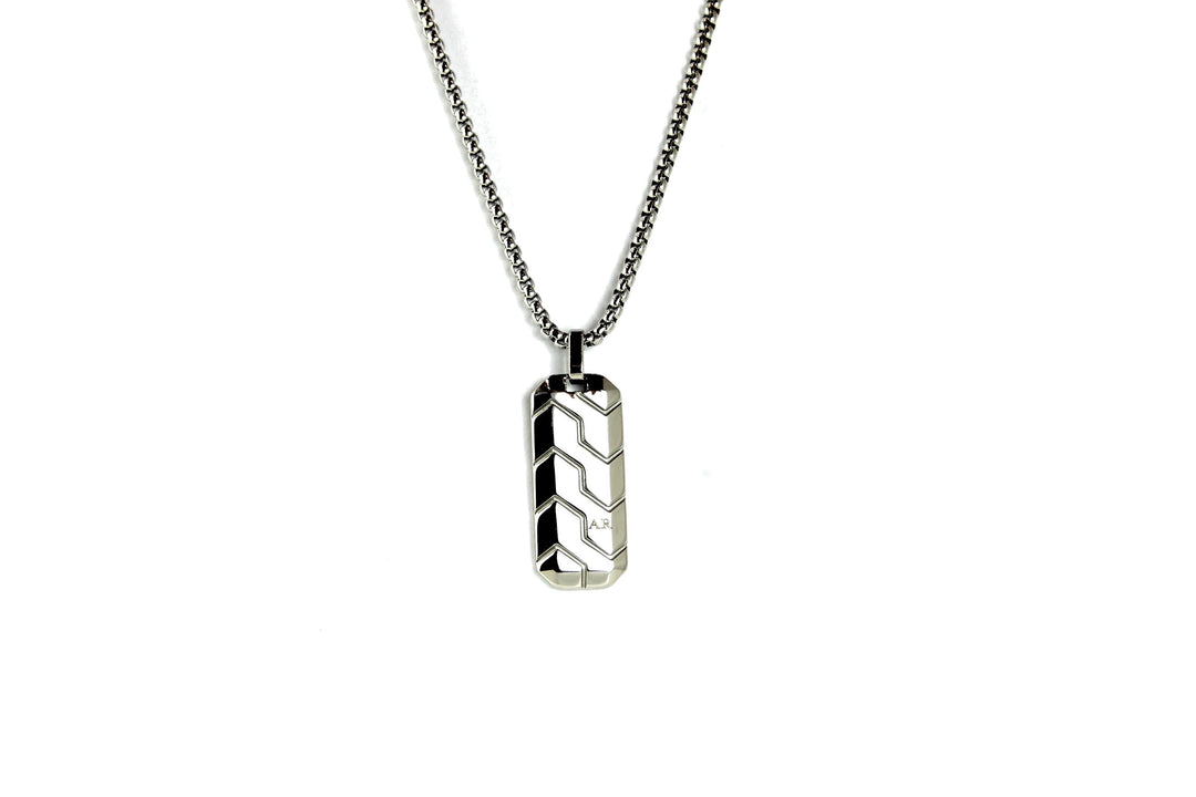 Custom Tyre Tread Pendant Necklace with Initials