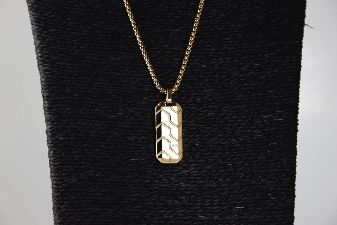 Custom Tyre Tread Pendant Necklace with Initials