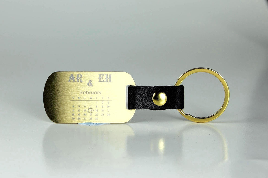 Couples Date Dog Tag Keychain