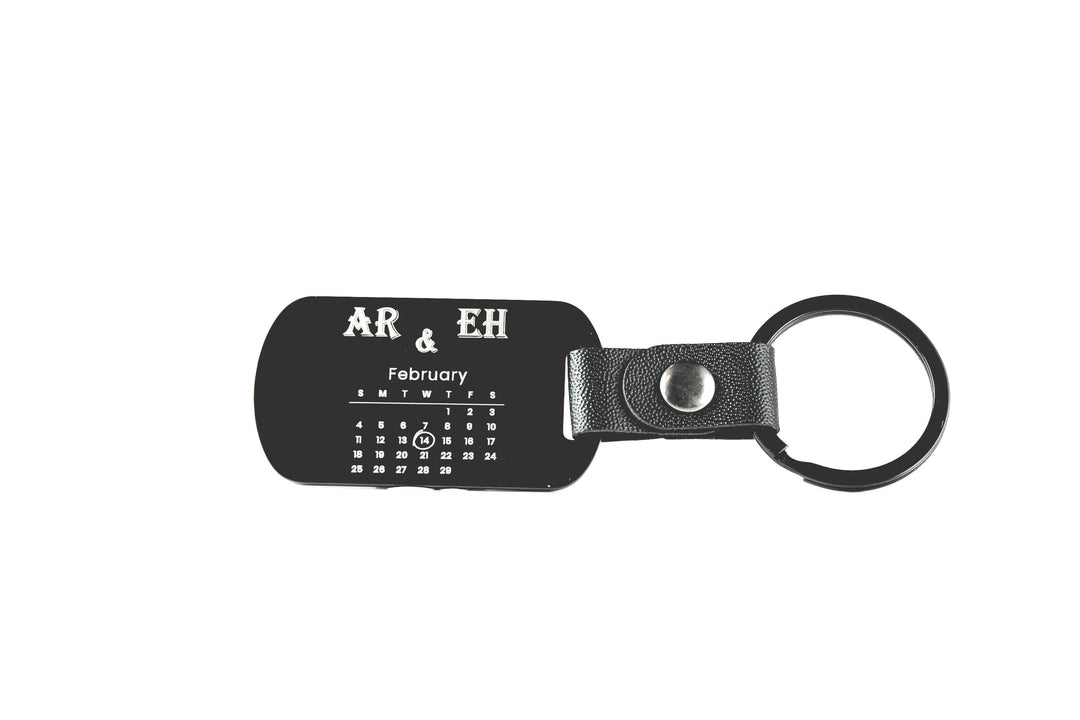 Couples Date Dog Tag Keychain