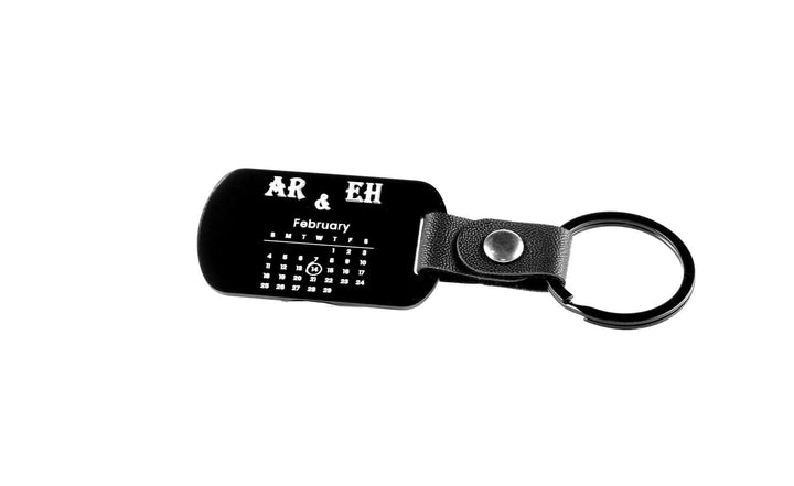 Couples Date Dog Tag Keychain