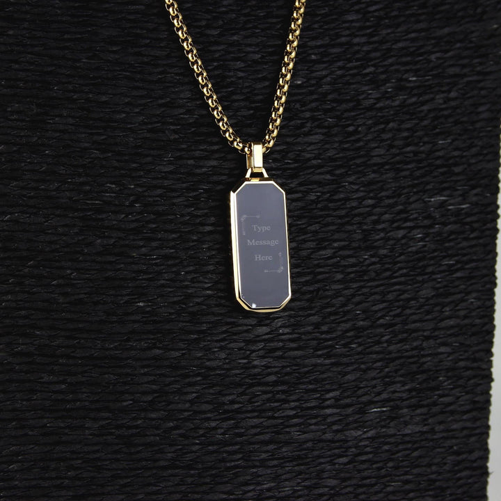 Personalised Black Inlay Necklace, Custom Message Engraved