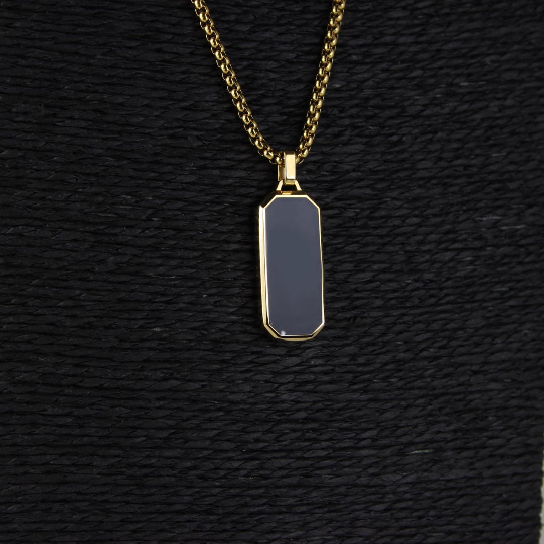 Roman Numerals Black Onyx Necklace