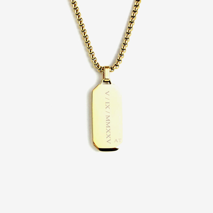 Roman Numerals Black Onyx Necklace