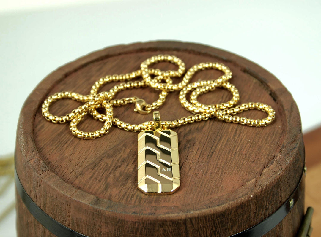 Custom Tyre Tread Pendant Necklace with Initials