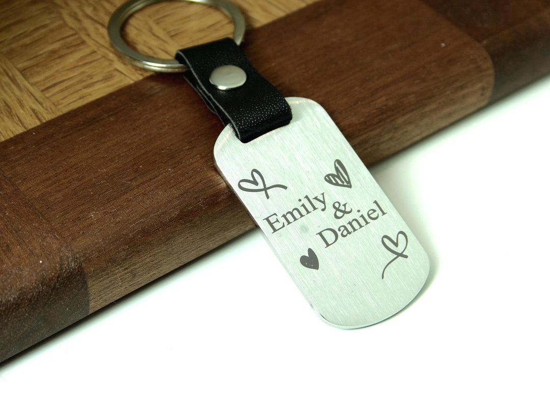 Personalised Couples Dog Tag Keyring
