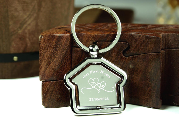 Rotating Personalised New Home Keyring