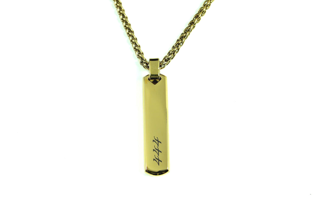 Gold Bar Angel Numbers Personalised Pendant With Chain