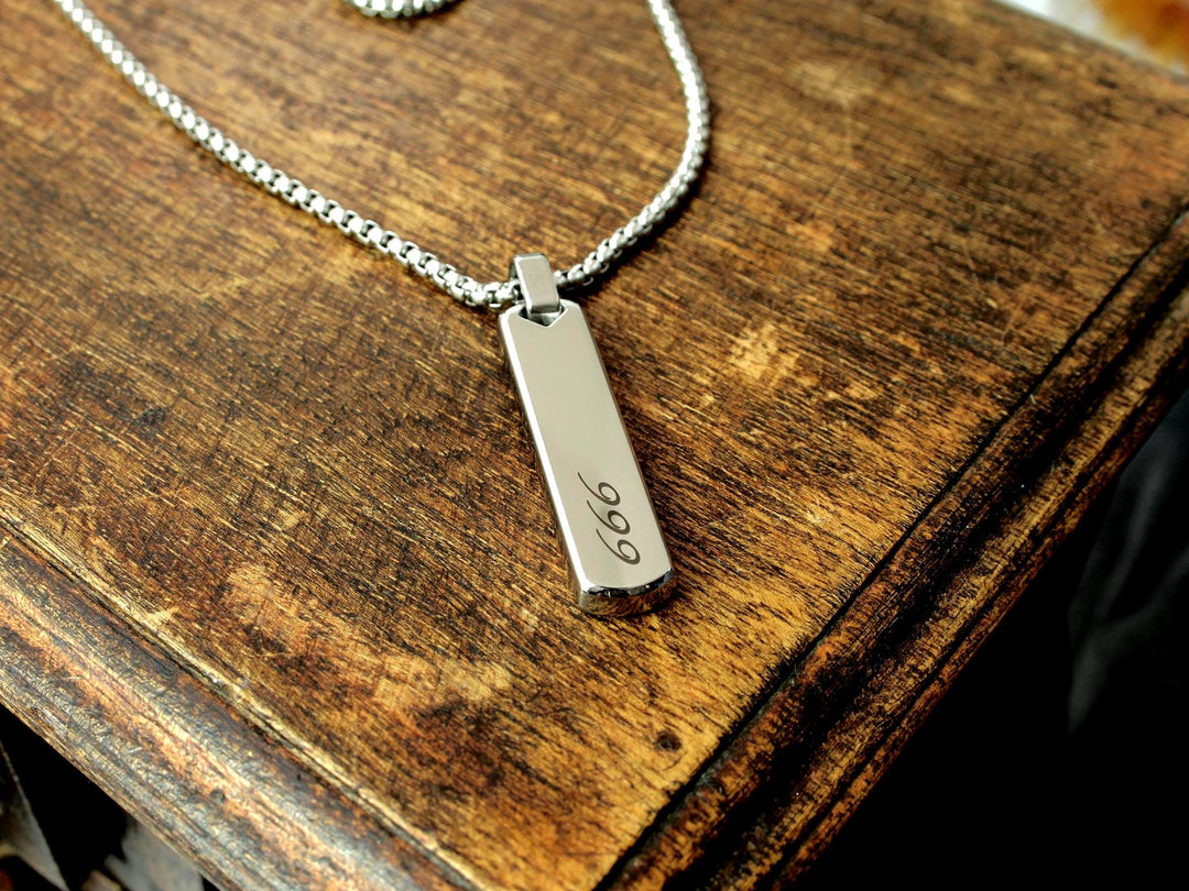 Angel Number 777 Bar Pendant Necklace