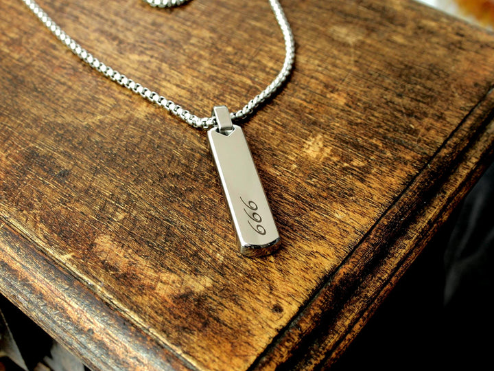 Angel Number 777 Bar Pendant Necklace
