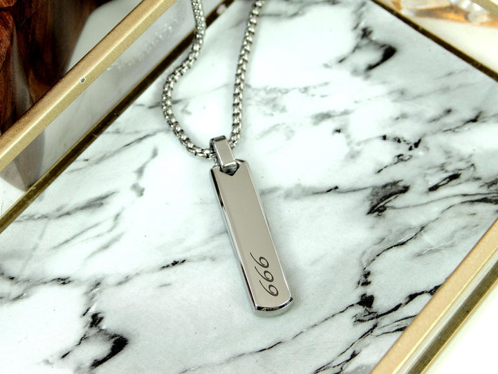 Angel Number 777 Bar Pendant Necklace