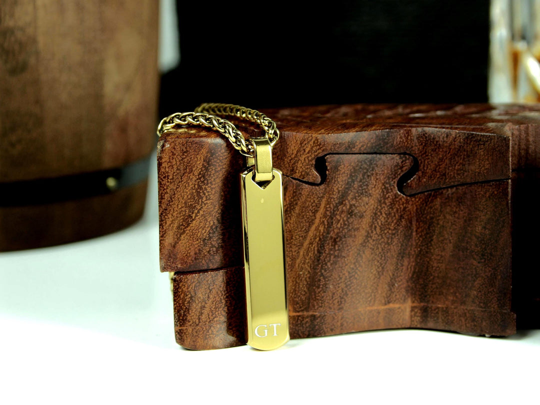 Minimalist Gold Bar Necklace, Personalised with Initials