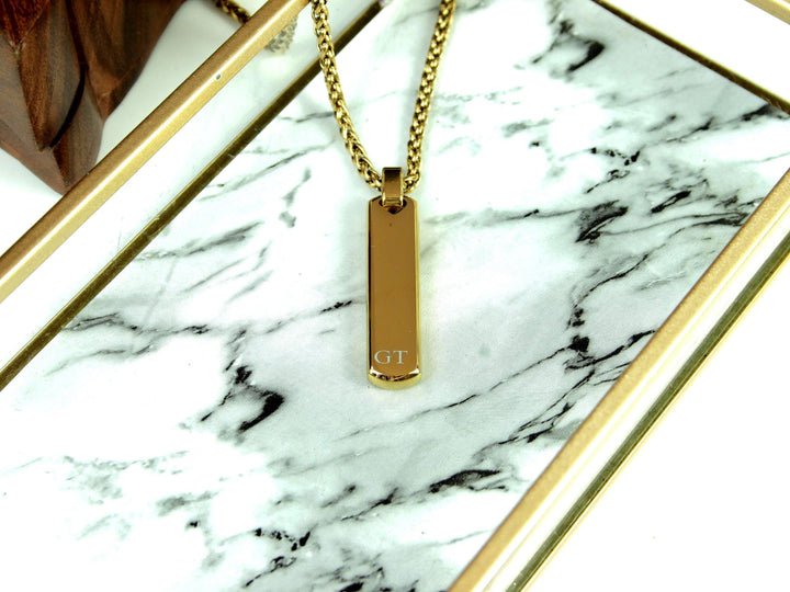Minimalist Gold Bar Necklace, Personalised with Initials