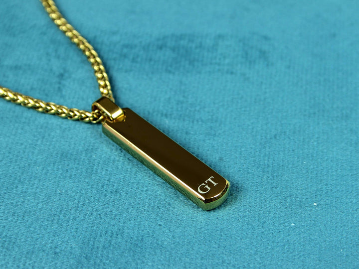 Minimalist Gold Bar Necklace, Personalised with Initials