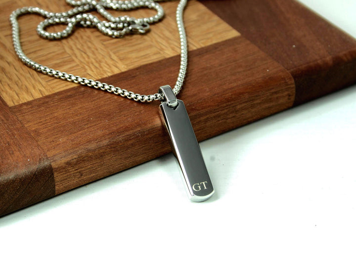 Silver Bar Personalised Initials Necklace