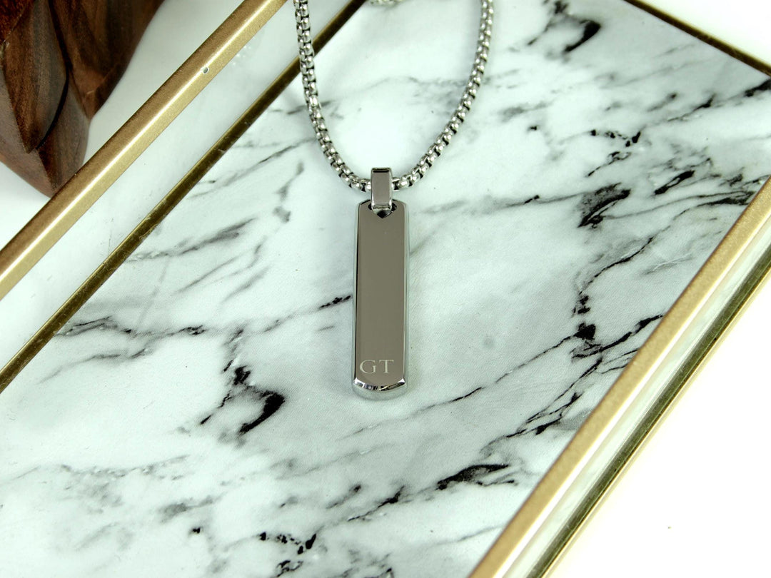 Silver Bar Personalised Initials Necklace