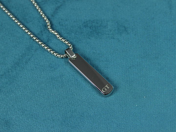 Silver Bar Personalised Initials Necklace