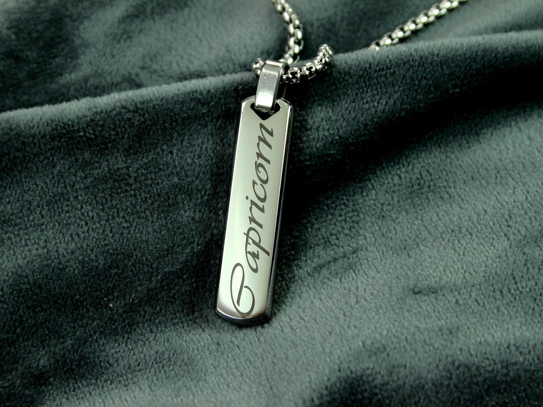 Silver Star Sign Necklace Bar Pendant