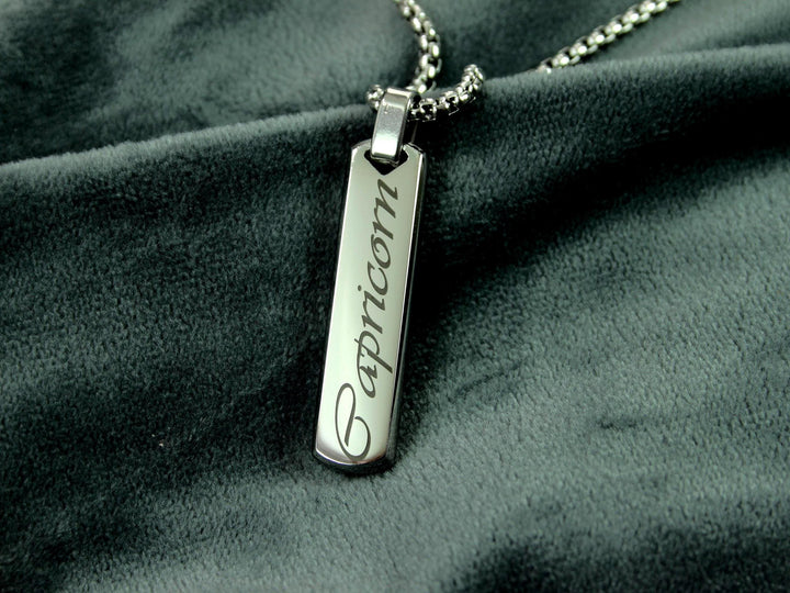 Silver Star Sign Necklace Bar Pendant