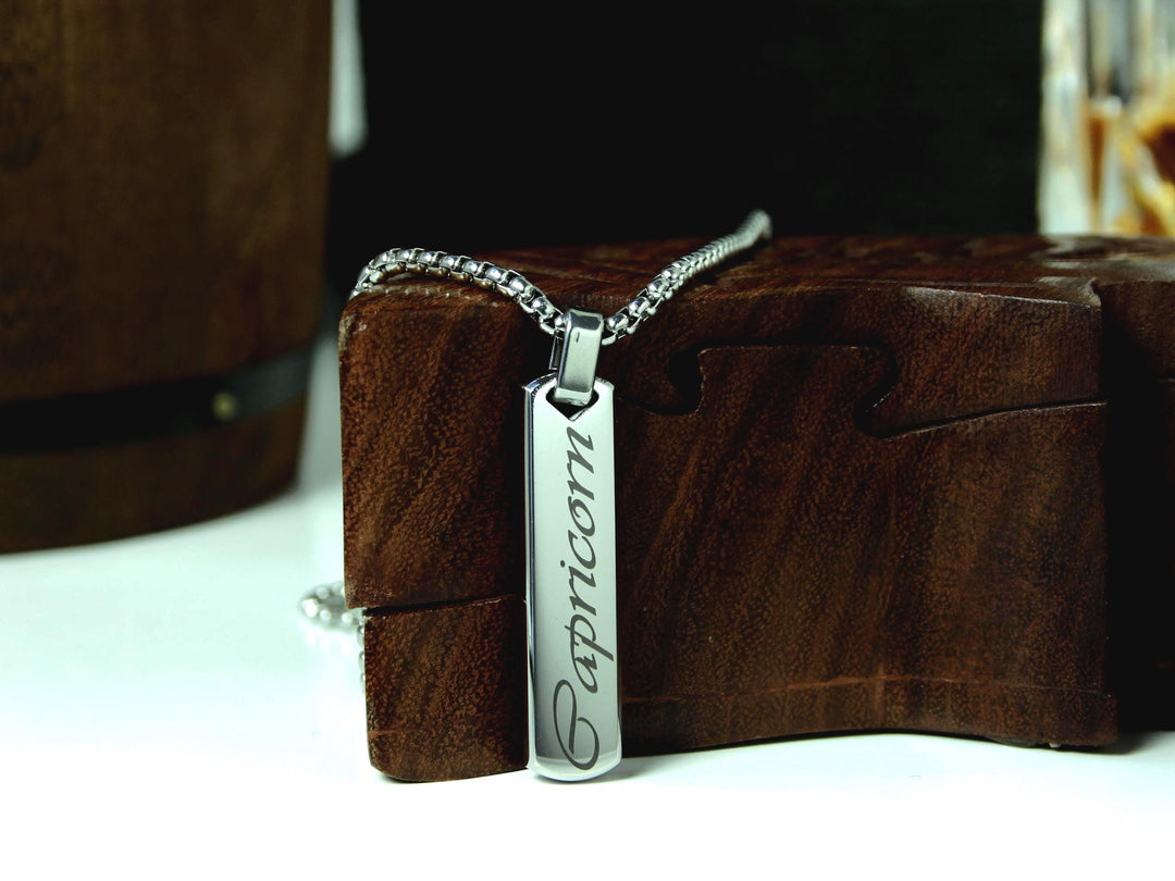 Silver Star Sign Necklace Bar Pendant