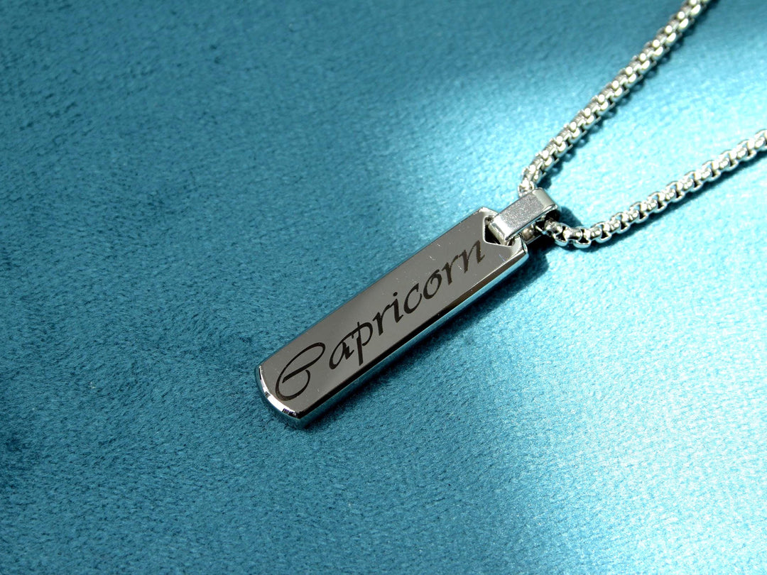 Silver Star Sign Necklace Bar Pendant